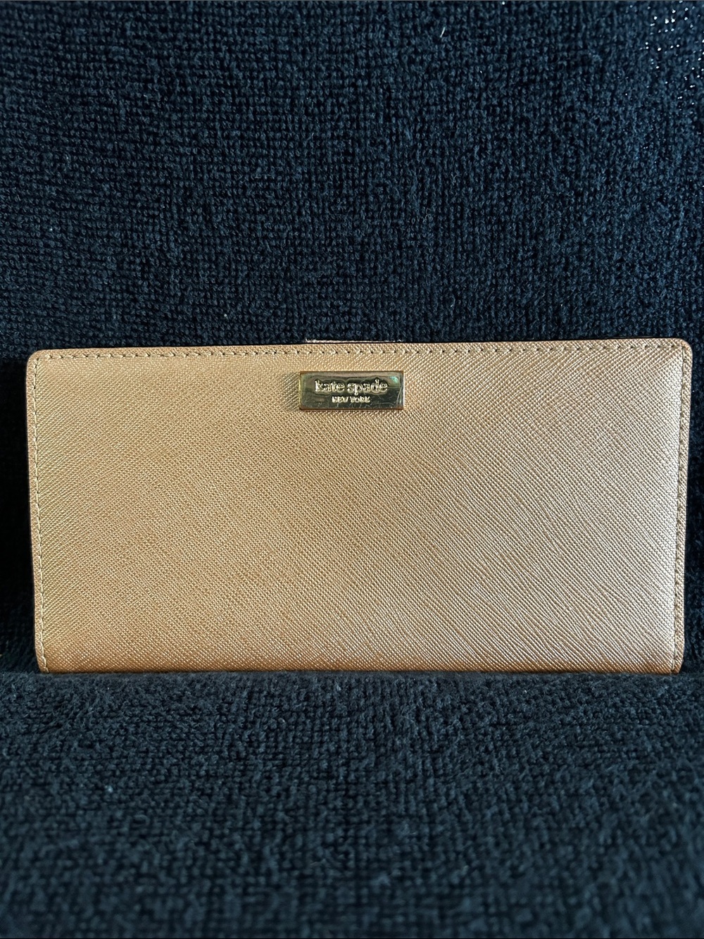 kate spade NY Metallic Rose Gold Saffiano Leather Continental Bifold Wallet